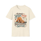 Highland Cow Downward Spiral Yoga Pose Unisex T-Shirt Natural Unisex Adult T-shirt animal Fitness Globally Fulfilled