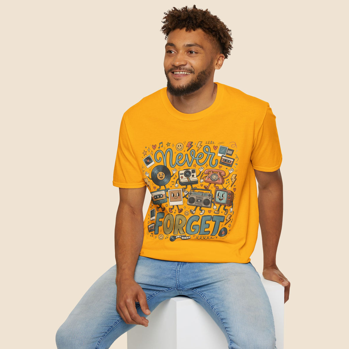Never Forget Retro Unisex T-Shirt Unisex Adult T-shirt Globally Fulfilled Music Retro