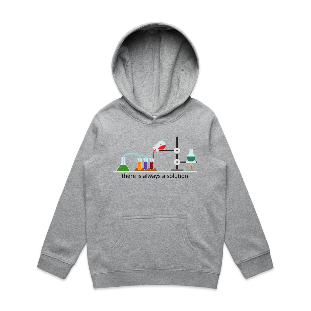 There Is Always A Solution, Science - Kids Hoodie Grey Marle Kids Hoodie Printed In Australia