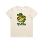 In A While, Crocodile Kids AS Colour T-shirt Ecru Kids Youth T-shirt animal Printed In Australia