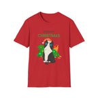Meowy Christmas, Cat With Burning Christmas Tree - Unisex Softstyle T-Shirt