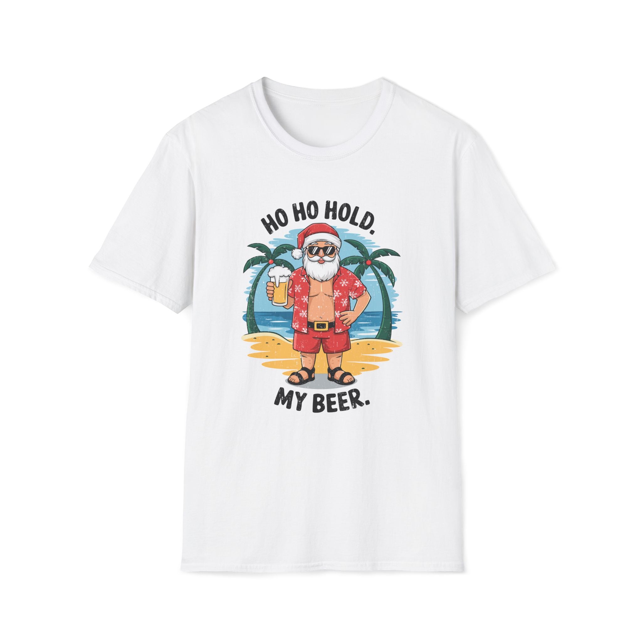 Summer Santa, Ho Ho Hold My Beer - Unisex Softstyle T-Shirt