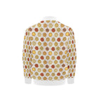 Round Pizzas On White Kids Bomber Jacket Kids Bomber Jacket Food Printed Offshore