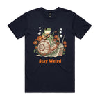 Stay Weird, Guitar Playing Frog On A Snail Men's AS Colour T-shirt Navy Mens T-shirt animal Music Printed In Australia