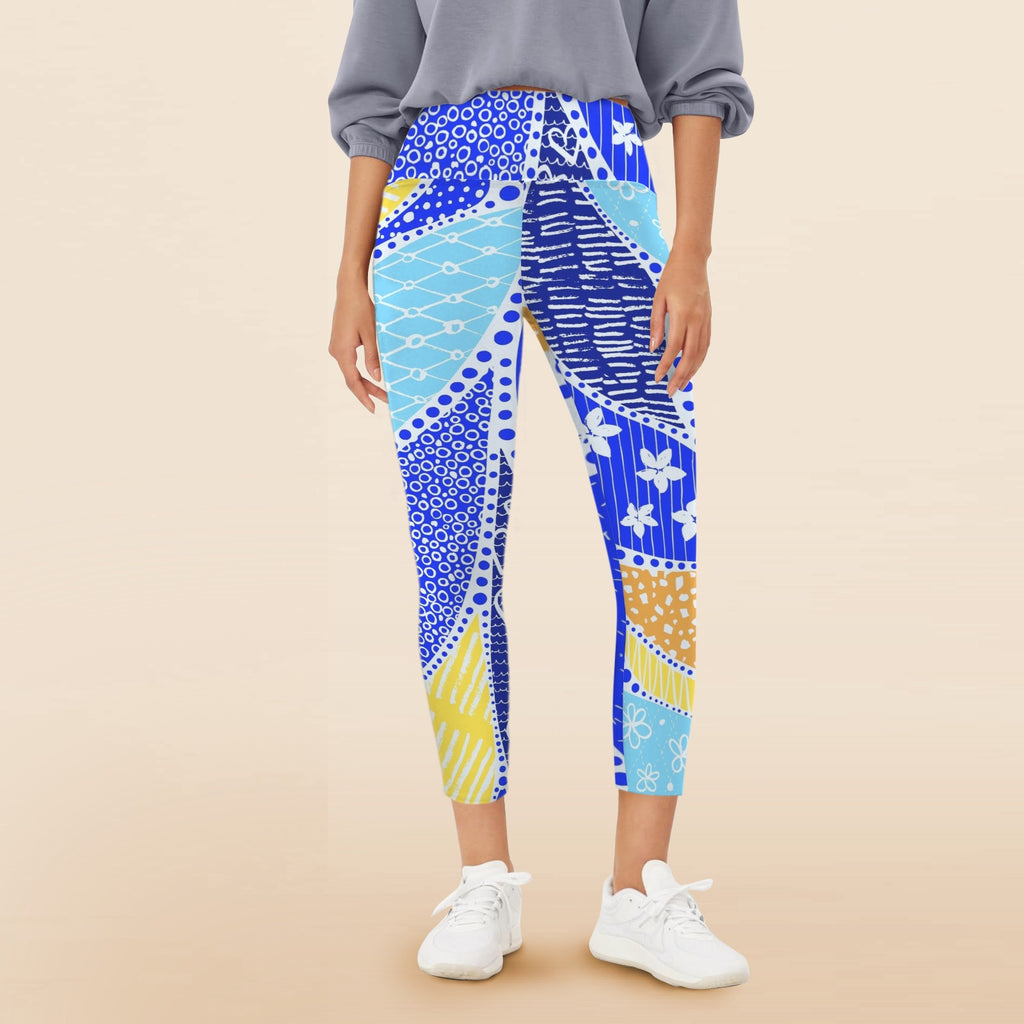Blue Swirl - Women's High Waist Pockets Yoga Leggings