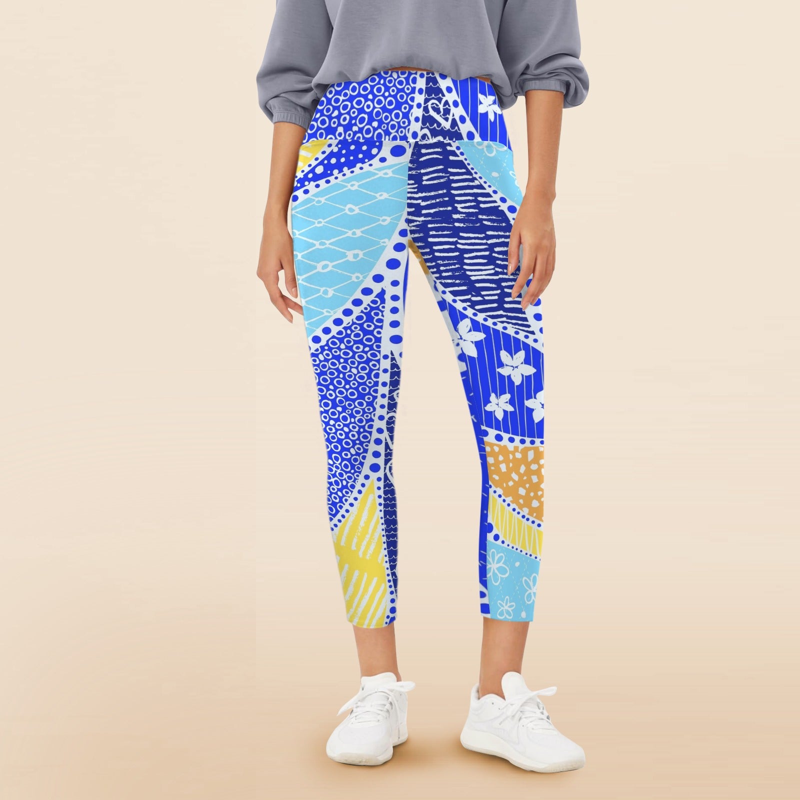 Blue Swirl - Women's High Waist Pockets Yoga Leggings