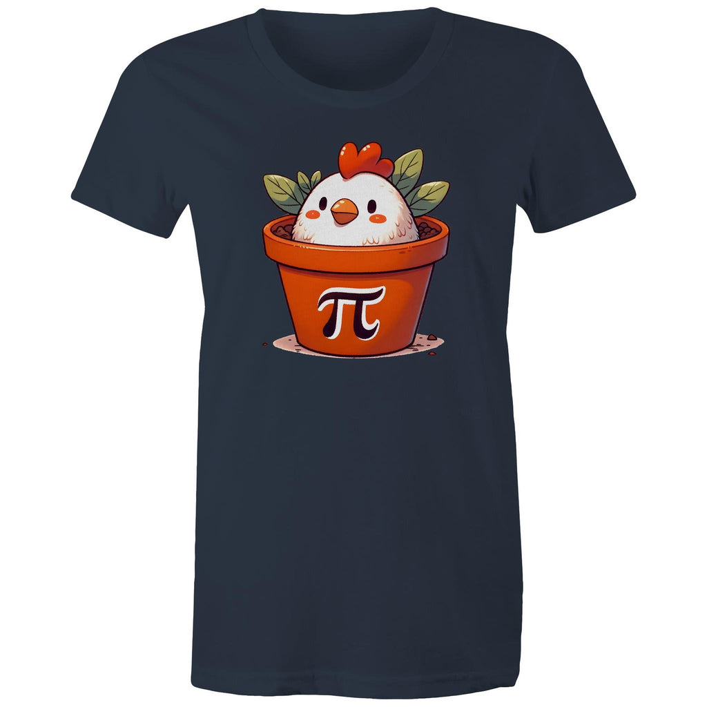 Chicken Pot Pi - Womens T-shirt Navy Womens T-shirt animal Maths Printed In Australia