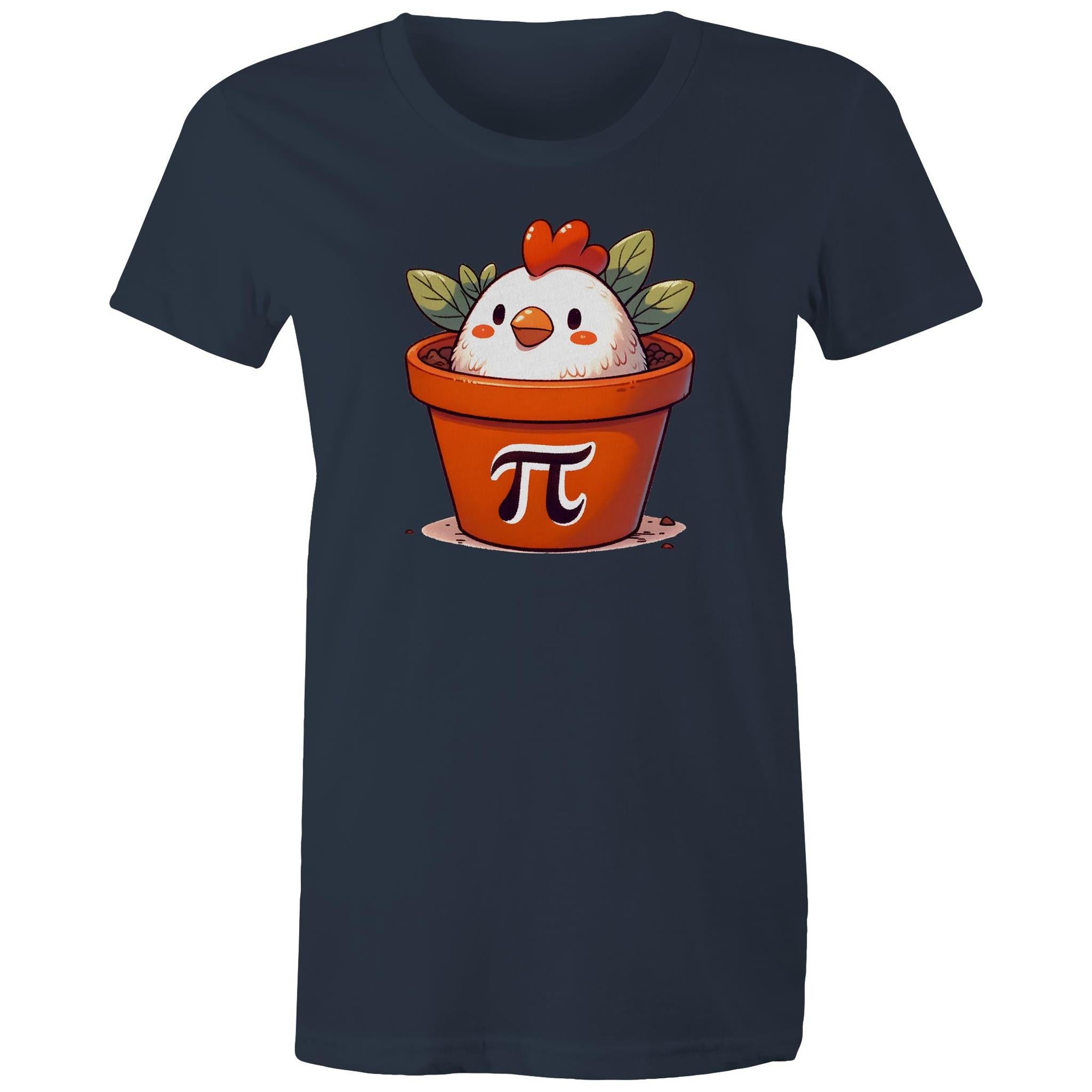 Chicken Pot Pi - Womens T-shirt Navy Womens T-shirt animal Maths Printed In Australia
