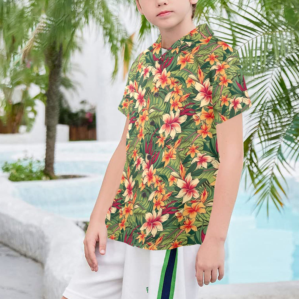 Vintage Hawaiian Floral Senior Kids Hawaiian Shirt
