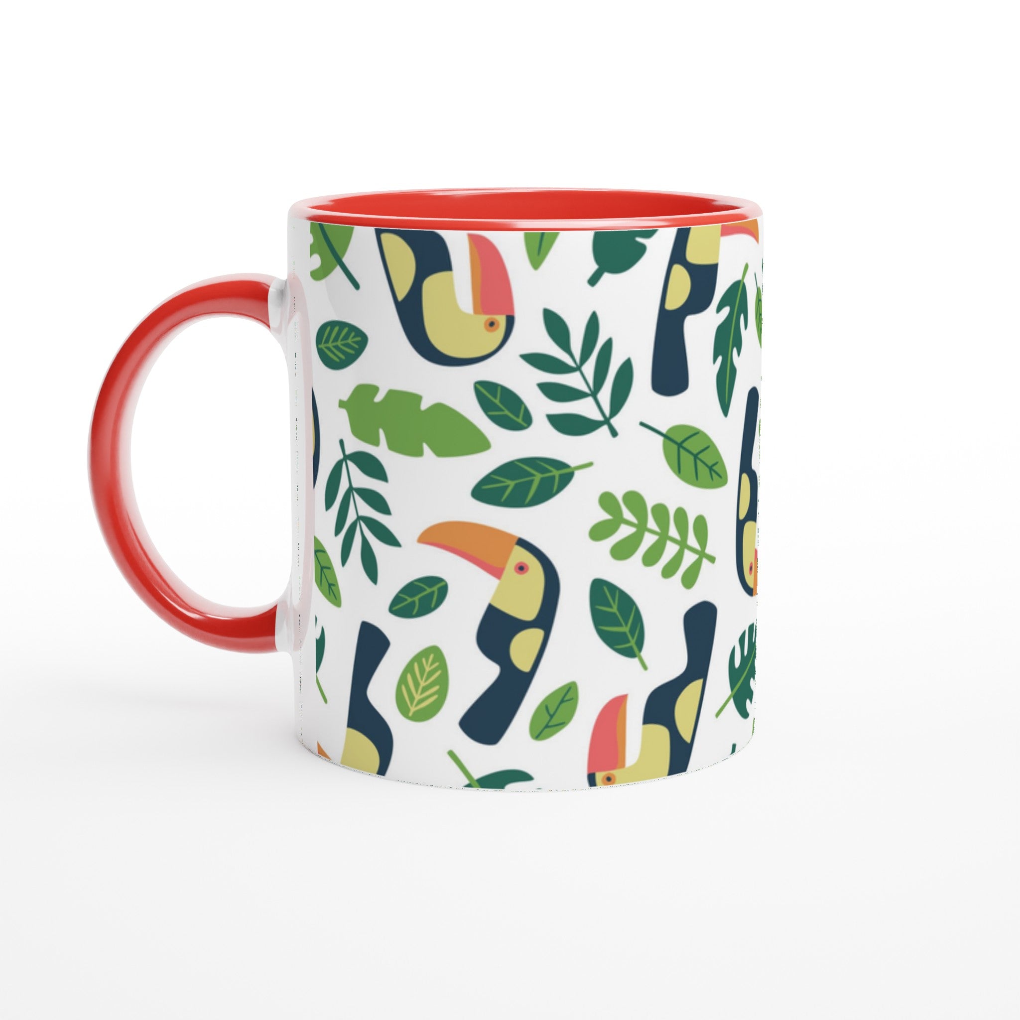 Toucans - White 11oz Ceramic Mug with Colour Inside Ceramic Red Colour 11oz Mug Globally Fulfilled