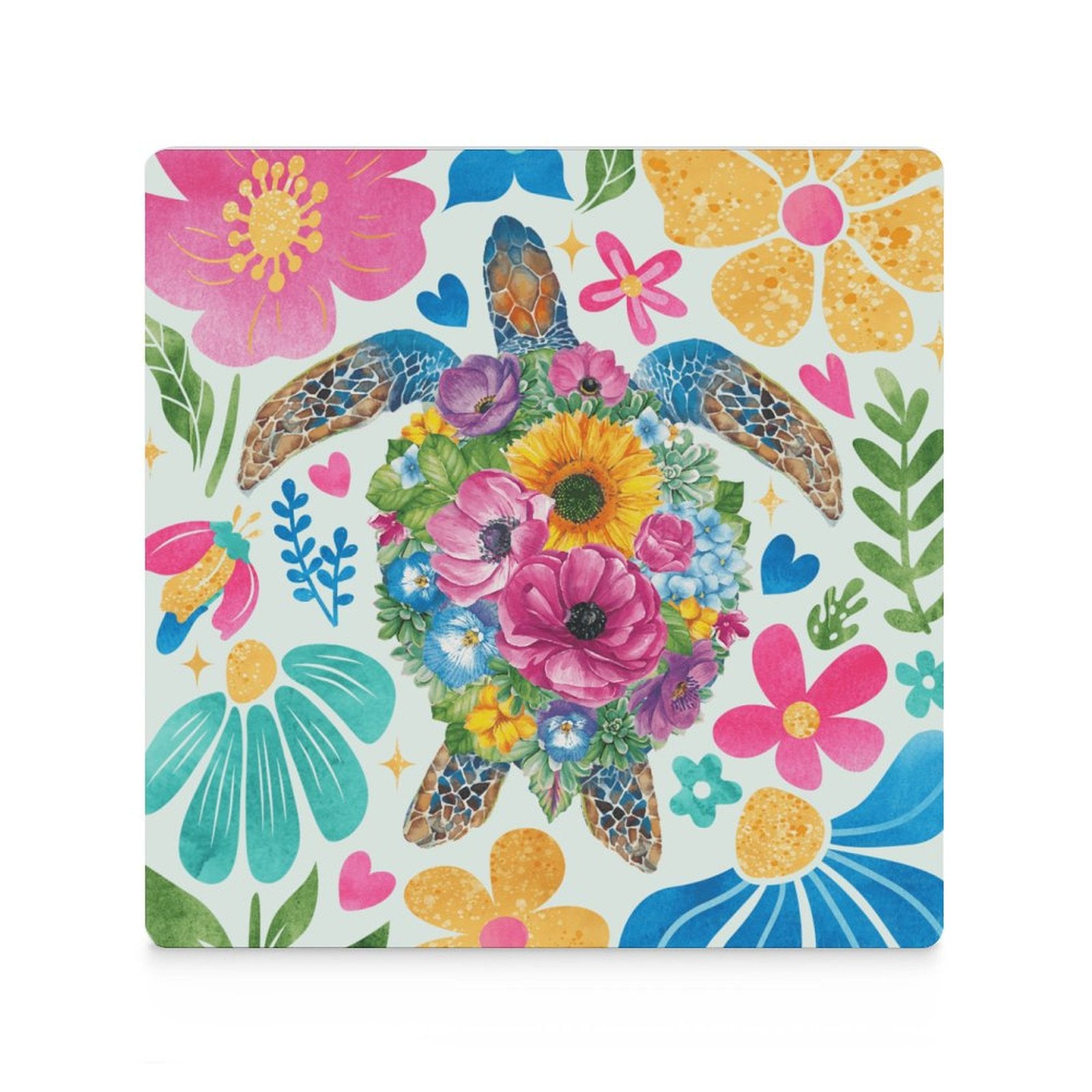 Boho Turtle - Ceramic Coasters (Square) Ceramic Coasters Ocean Printed Offshore
