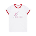 A-Cute Angle, Maths - Women's Ringer Tee White Red Womens Ringer T-shirt Maths Printed In Australia