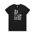 Skeleton, I've Got Your Back Women's AS Colour T-shirt Black Womens T-shirt Printed In Australia