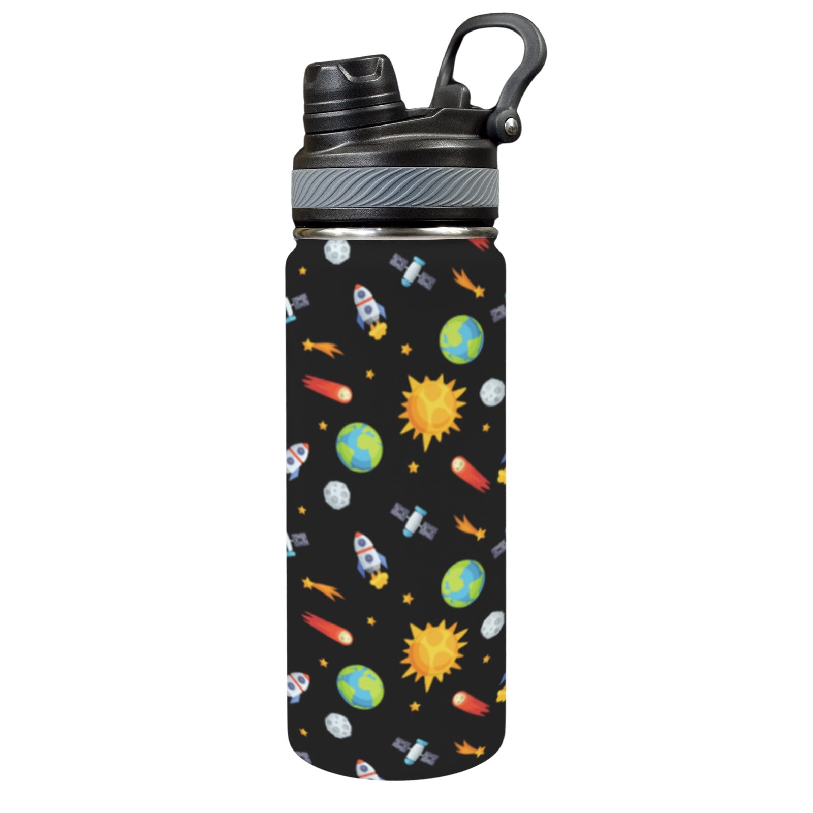 Busy Space - Insulated Water Bottle with Dual-Use Lid (18oz) One Size Insulated Water Bottle with Dual-Use Lid (18oz) Printed Offshore Space