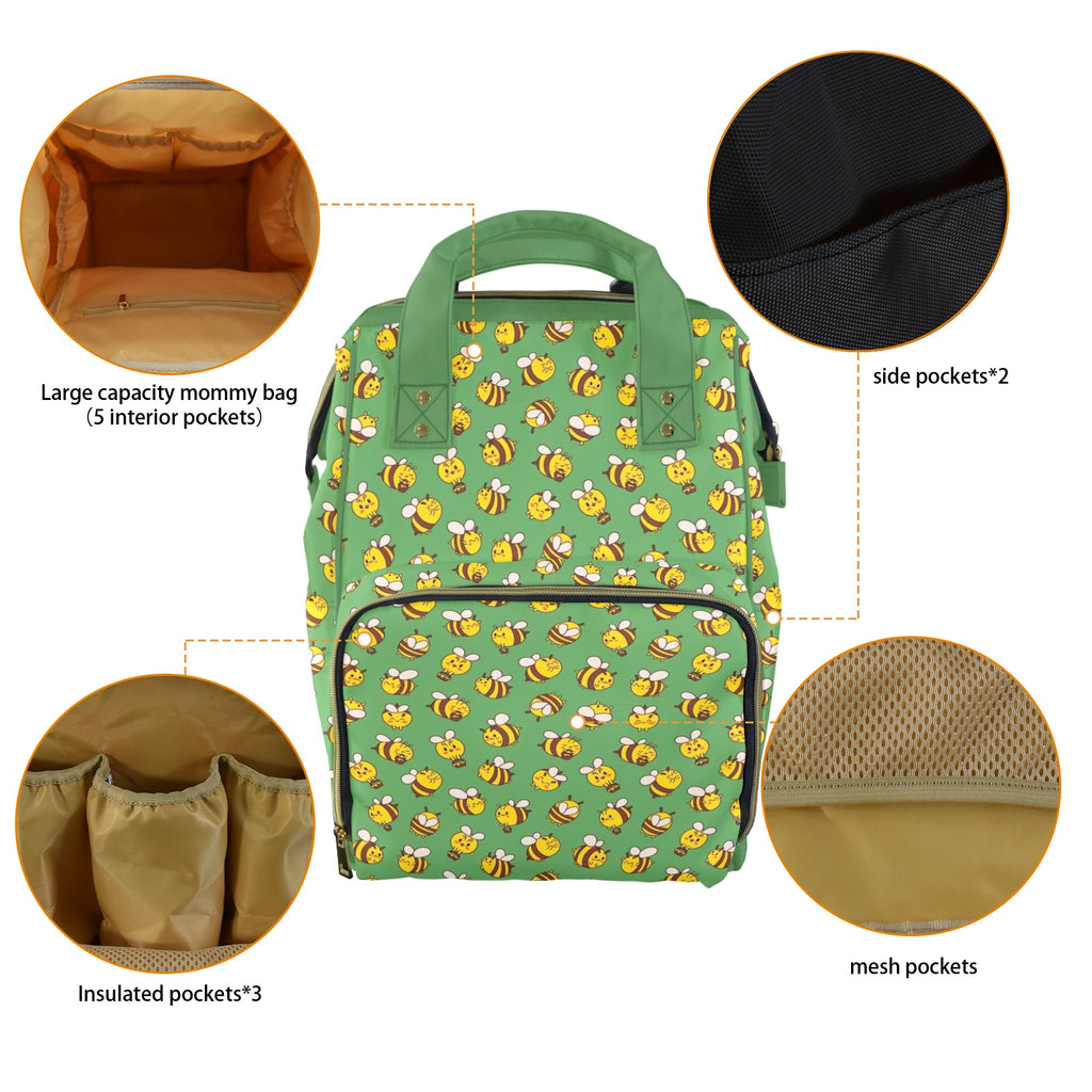 Busy Bees Multi-Function Backpack, Nappy / Diaper Bag Multi-function Backpack, Nappy / Diaper Bag animal Printed Offshore