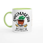 Personalised - Drummers - White 11oz Ceramic Mug with Colour Inside Ceramic Green Personalised 11oz Mug customise Globally Fulfilled Music personalise Plants