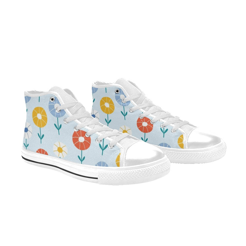 Abstract Cute Flowers Men's High Top Canvas Shoes Men's Classic High Top Canvas Shoes Plants Printed Offshore
