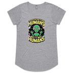 Alien, I'm Not Saying It Was Humans - Womens Scoop Neck T-Shirt Grey Marle Womens Scoop Neck T-shirt Printed In Australia Sci Fi
