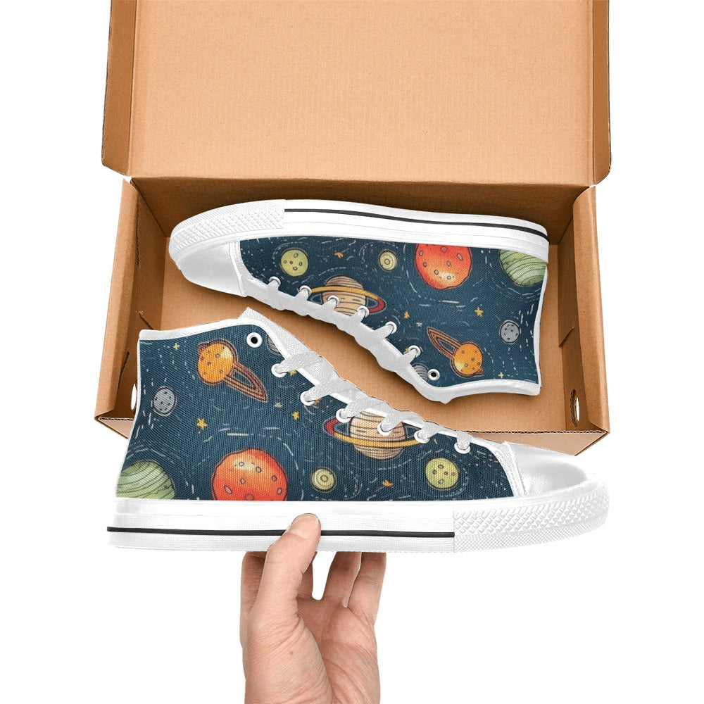 Galaxy - Kids High Top Canvas Shoes