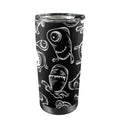 Monsters In Black And White - 20oz Mobile Tumbler with Lid (Black Lock) One Size 20oz Travel Mug Printed Offshore Sci Fi
