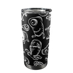 Monsters In Black And White - 20oz Mobile Tumbler with Lid (Black Lock) One Size 20oz Travel Mug Printed Offshore Sci Fi
