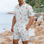 Summer Swim Men's Hawaiian Shirt & Shorts Set Men's Hawaiian Shirt & Shorts Set Printed Offshore Summer