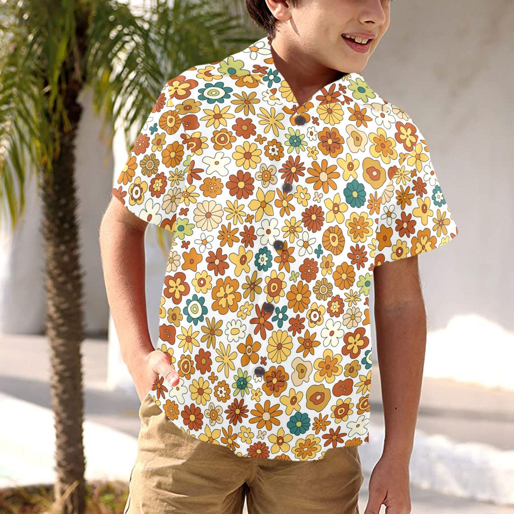 70's Style Floral Junior Kids Hawaiian Shirt