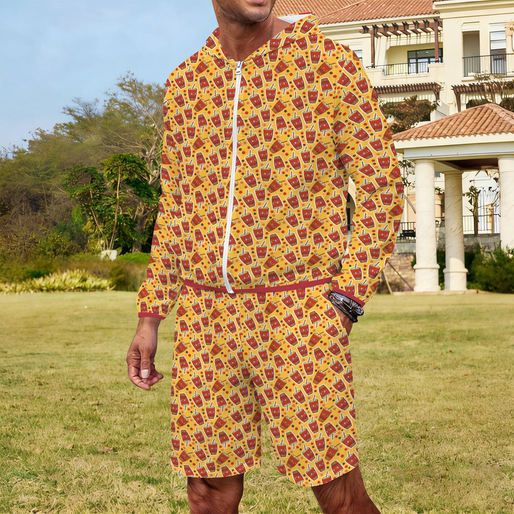 Cola Men's Lightweight Sun Hoodie & Shorts Set Men's Lightweight Sun Hoodie & Shorts Food Printed Offshore