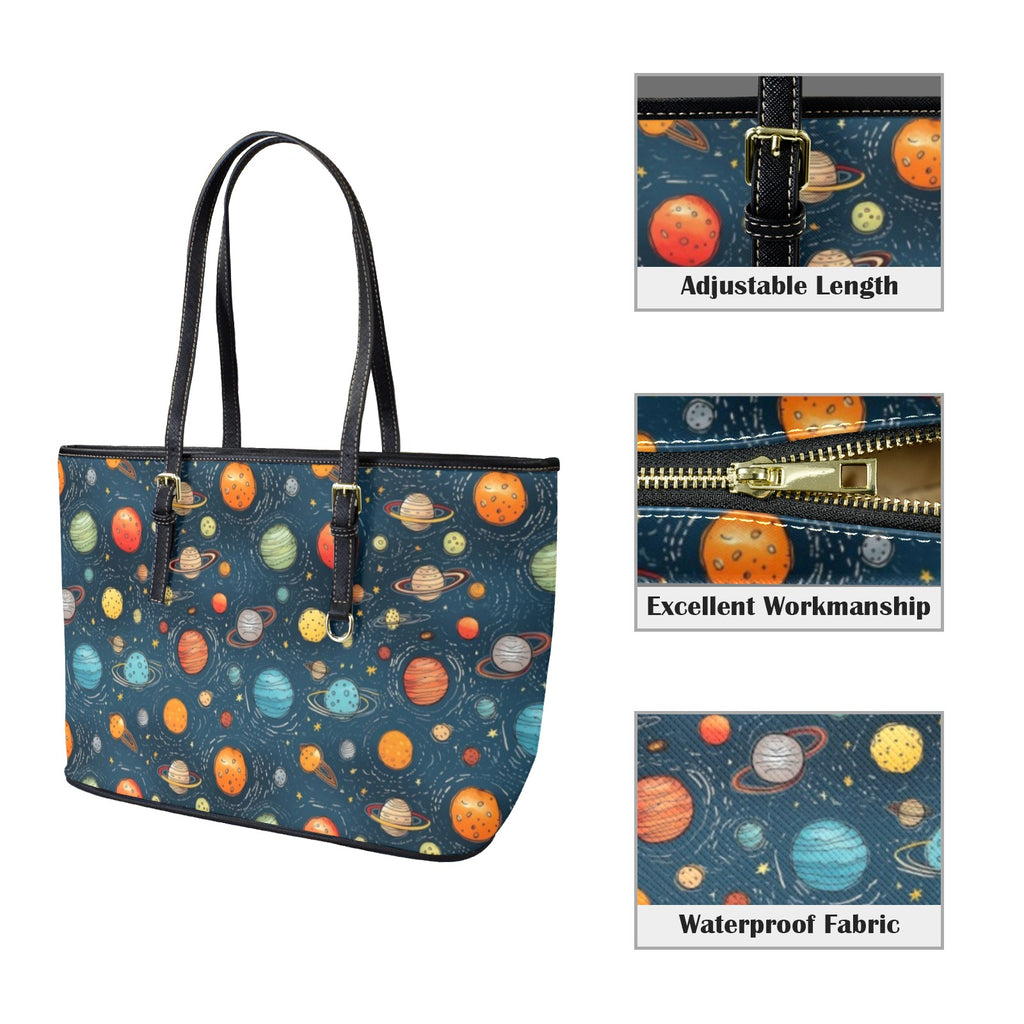 Galaxy - Leather Tote Bag-Large