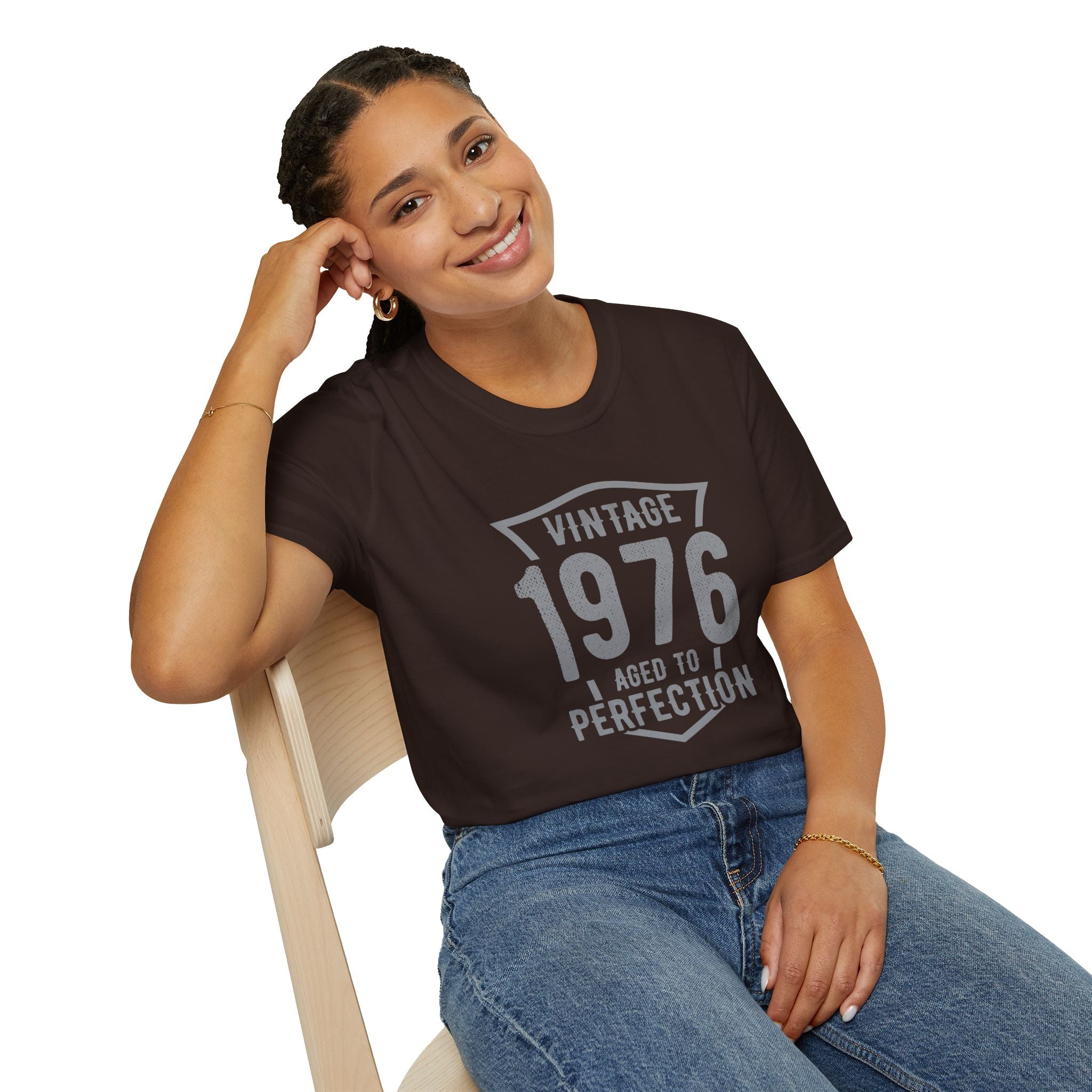 Turning 50, Vintage 1976, Aged To Perfection Unisex Softstyle T-Shirt Unisex Adult T-shirt Australian Printer Birthday