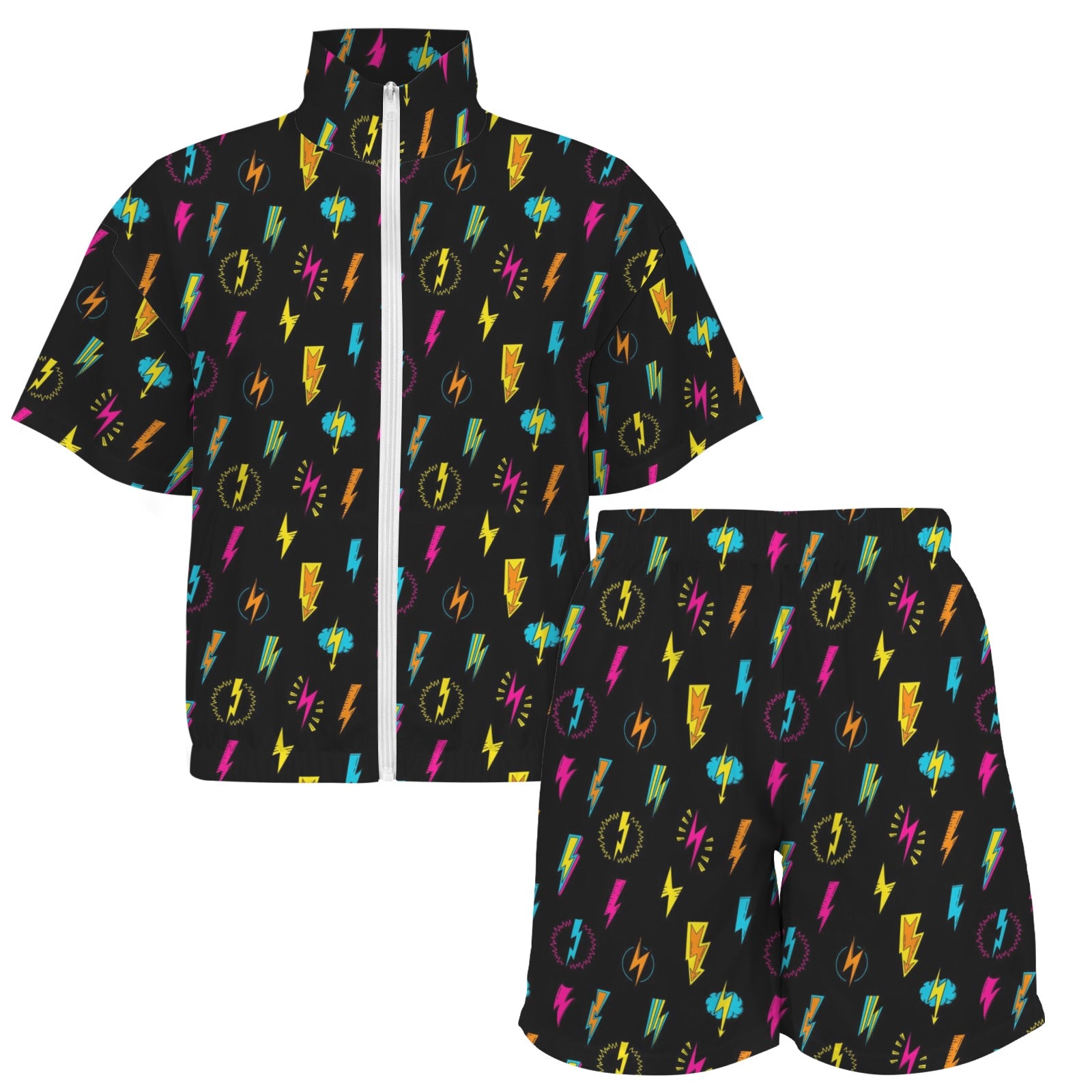 Fun Lightning Women's Windbreaker Short Set Women's Windbreaker Short Set comic Printed Offshore