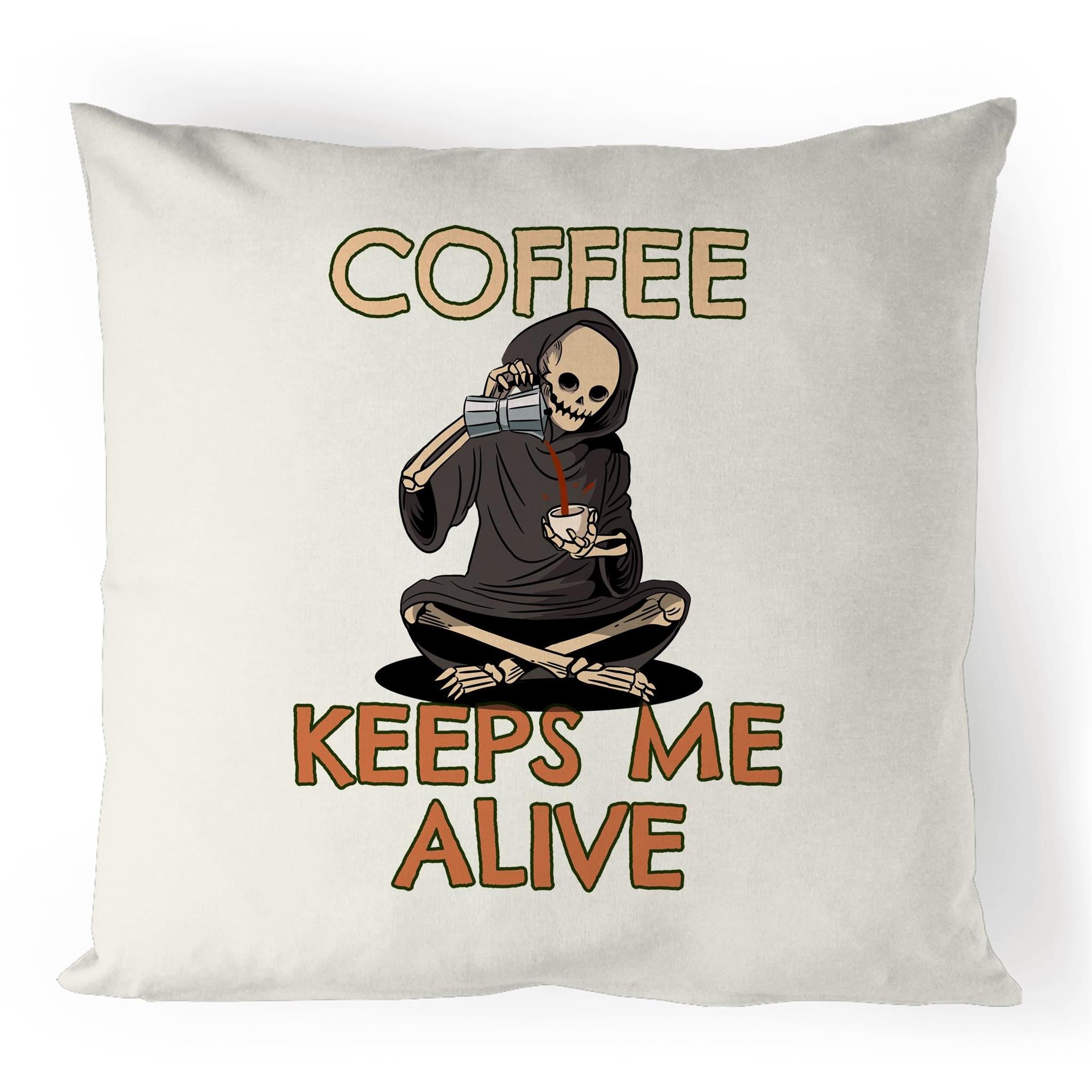 Coffee Keeps Me Alive, Skeleton - 100% Linen Cushion Cover Default Title Linen Cushion Covers Coffee Printed In Australia