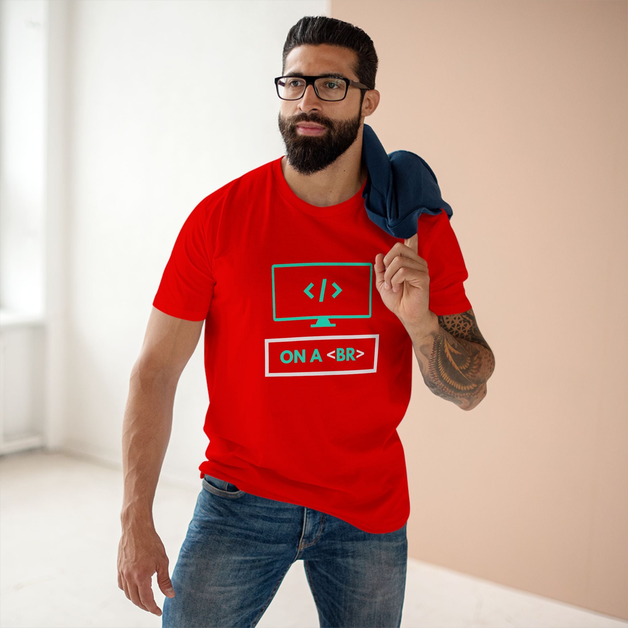 On A Break - Men's Staple Tee Red Mens Premium T-Shirt Printed in AU and US Tech