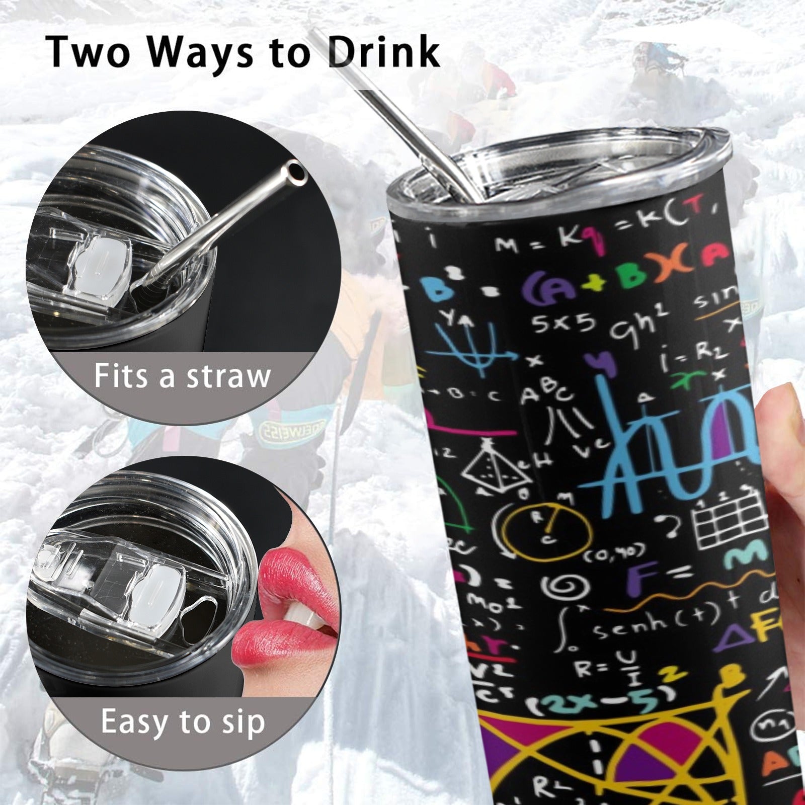 Math Scribbles 20oz Tall Skinny Tumbler with Lid and Straw