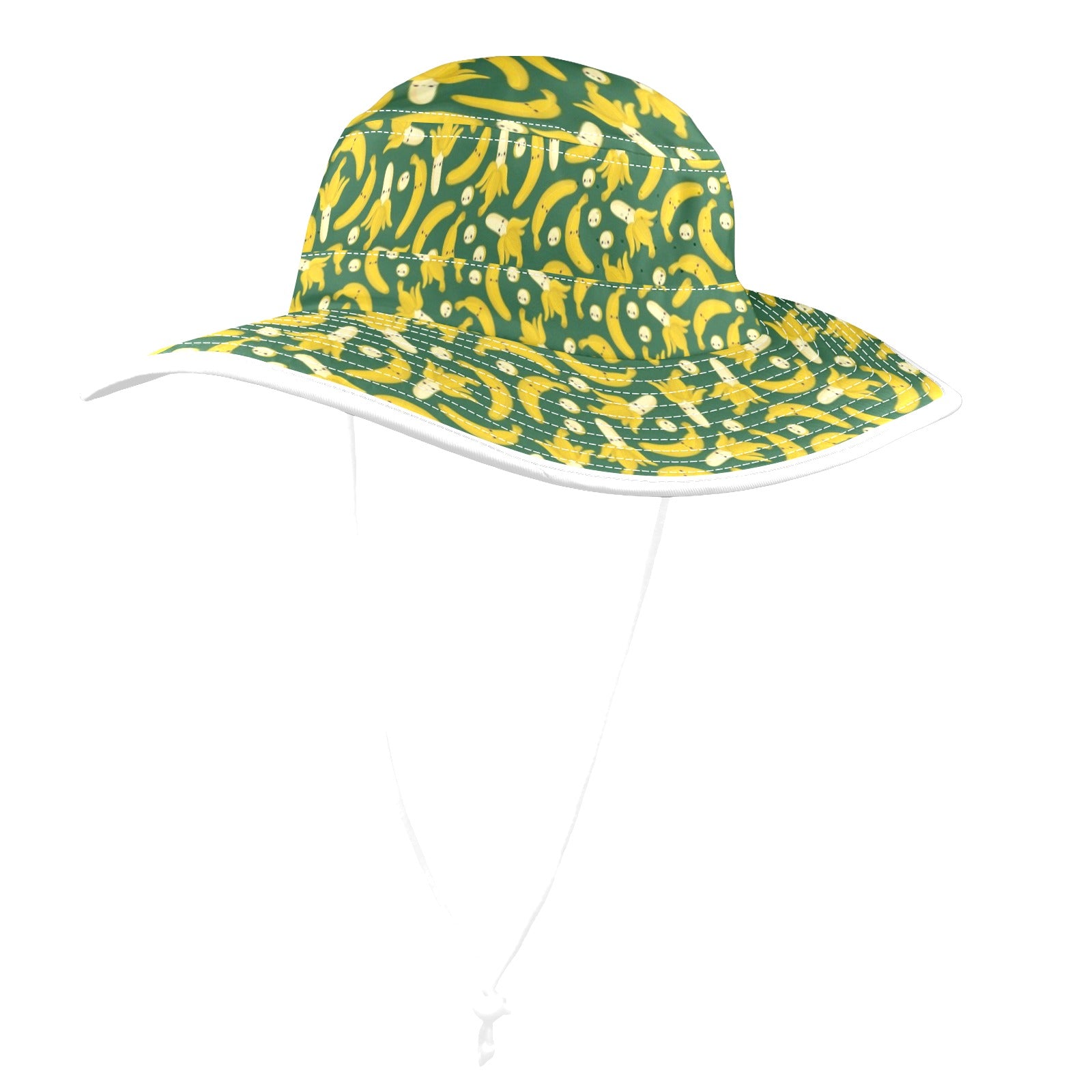 Happy Bananas Wide Brim Bucket Hat Wide Brim Bucket Hat Food Printed Offshore