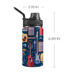 Music Instruments Blue - Kids Water Bottle with Chug Lid (12 oz) One Size Kids Water Bottle with Chug Lid Music Printed Offshore