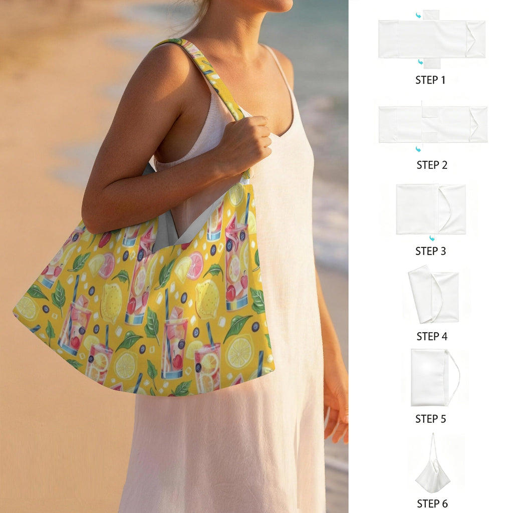 Tropical Fruit Drink Beach Chair Towel Cover with Side Pockets