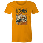 Read More Books, Halloween Ghosts - Womens T-shirt Orange Womens T-shirt Halloween Printed In Australia Reading