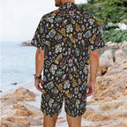 Retro Music Mix Men's Hawaiian Shirt & Shorts Set Men's Hawaiian Shirt & Shorts Set Music Printed Offshore