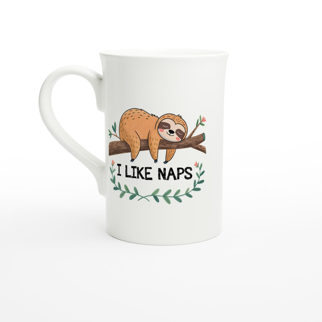 Sloth, I Like Naps - White 10oz Porcelain Slim Mug Default Title Porcelain Mug animal Globally Fulfilled