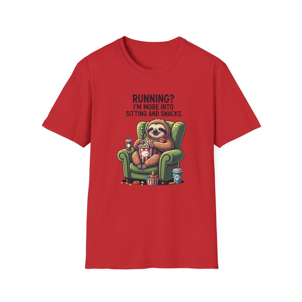 Sloth, Running, I'm More Into Sitting And Snacks - Unisex Softstyle T-Shirt