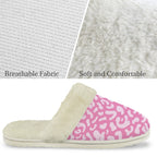 Pink Leopard Women's Fur Trim Thick-Sole Indoor Slippers Women's Fur Trimmed Slippers animal Printed Offshore