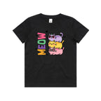 Meow, Colourful Cats Kid's AS Colour T-shirt Black Kids Youth T-shirt animal Printed In Australia