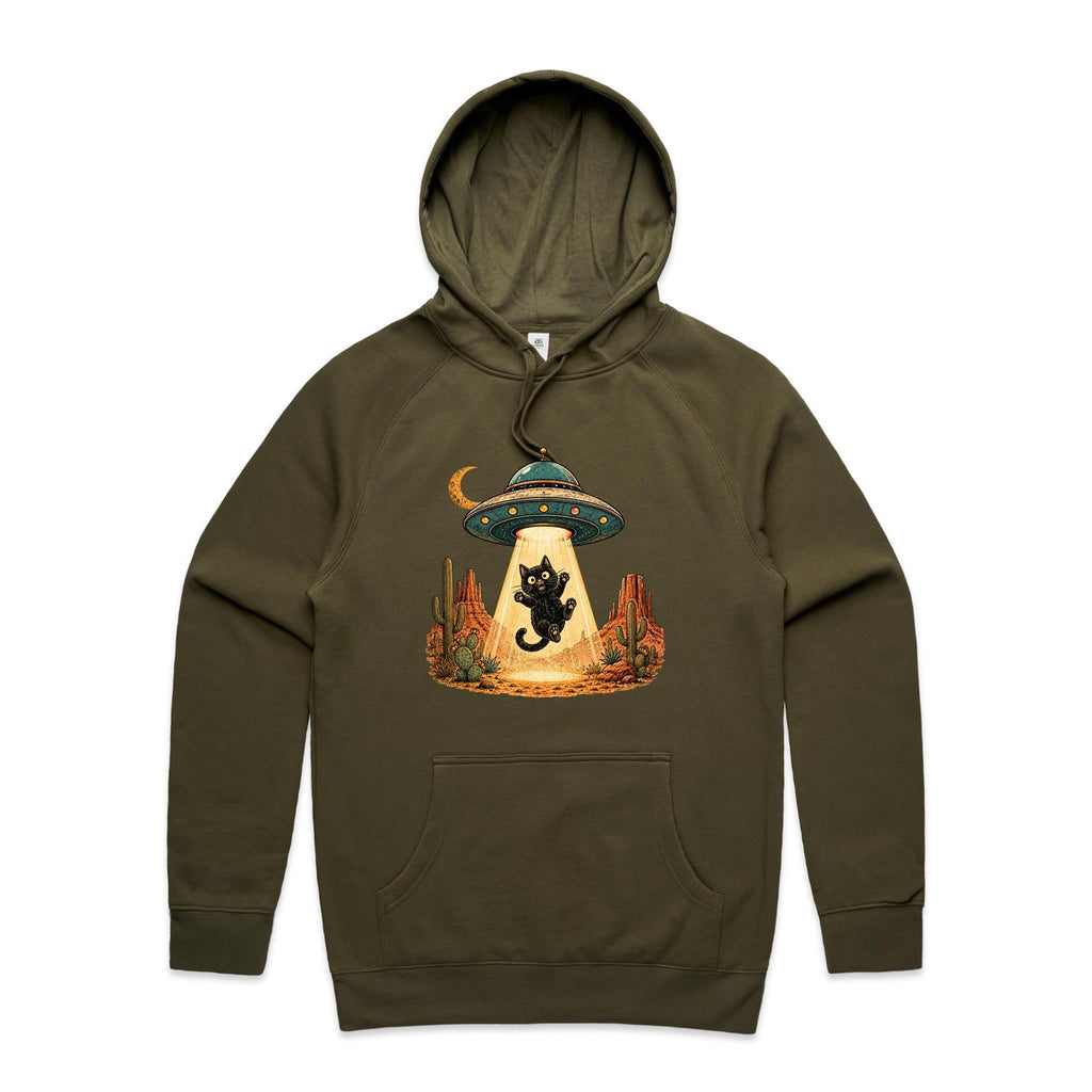 Black Cat Alien UFO Abduction Men's AS Colour Hoodie