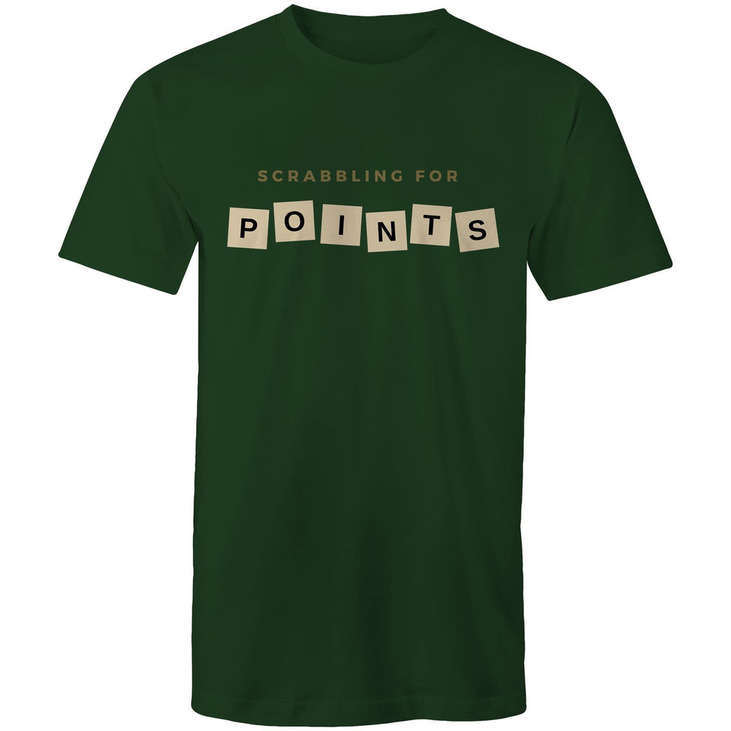 Scrabbling For Points - Mens T-Shirt Forest Green Mens T-shirt Games Printed In Australia