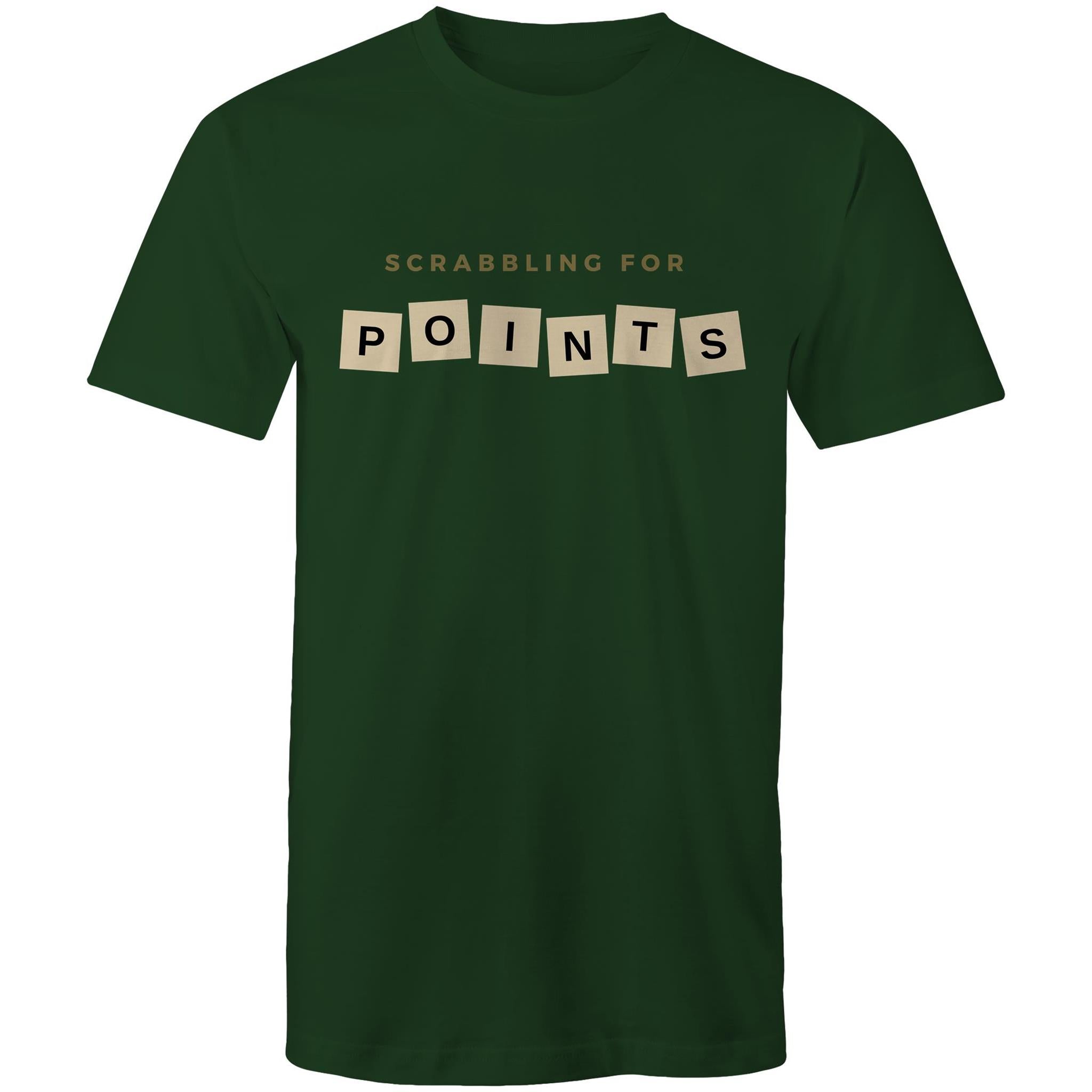 Scrabbling For Points - Mens T-Shirt Forest Green Mens T-shirt Games Printed In Australia