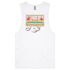 Best Pa Ever, Cassette Tape Mens Men's AS Colour Drop Arm Tank Top White Drop Arm Tank Top Dad Music Printed In Australia Retro