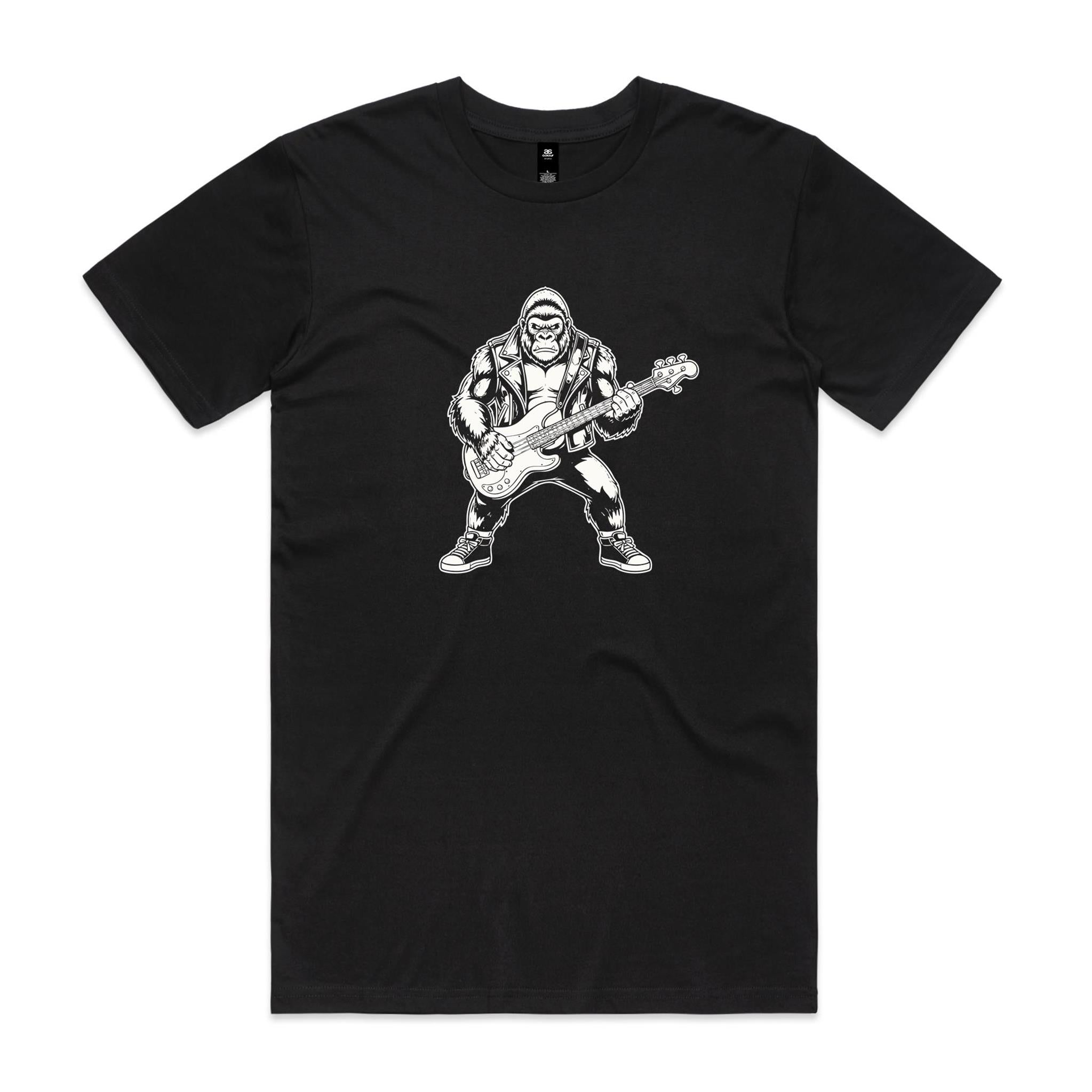 Gorilla Bass Player - Men's AS Colour T-shirt Black Mens T-shirt animal Music Printed In Australia