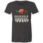 Astronaut Zebra Crossing In Space - Womens T-shirt Charcoal Womens T-shirt Printed In Australia Space