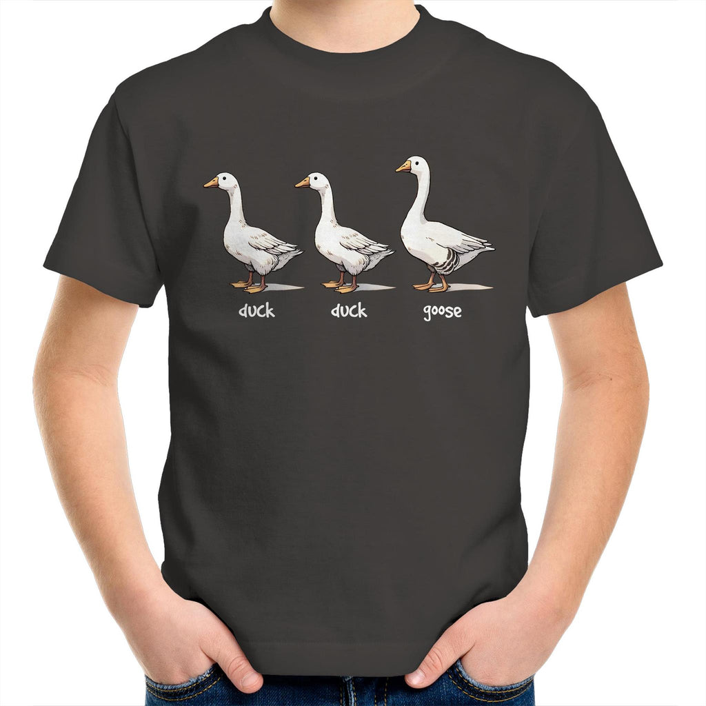 Duck Duck Goose - Kids Youth T-Shirt Charcoal Kids Youth T-shirt animal Games Printed In Australia